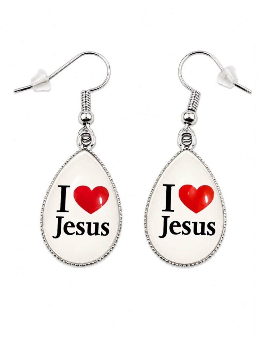 I Love Jesus Teardrop Dangle Earrings